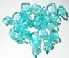 25 9mm Transparent Light Turquoise Three Petal Flower Drop Beads